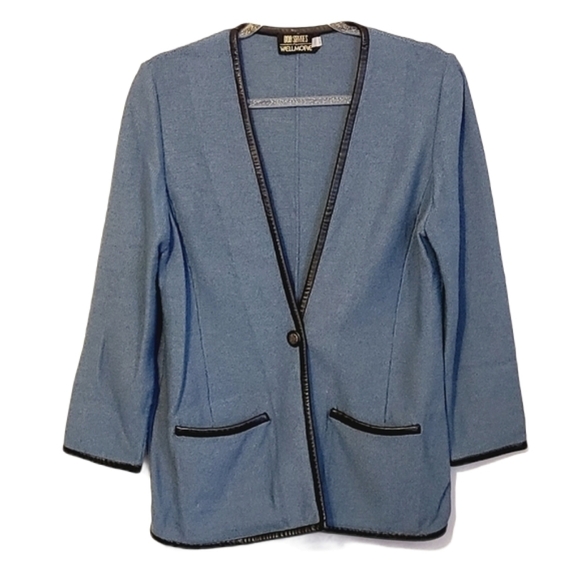 Don Sayres | Vintage Cardigan w/ Leather Trim (Size 6) - Picture 1 of 11